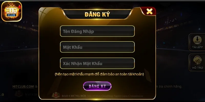 Đăng ký tài khoản Hitclub trong 3 bước